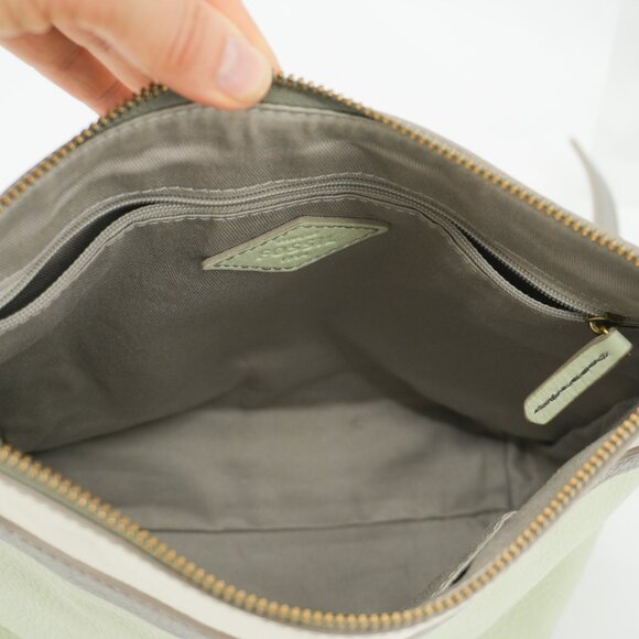 Fossil Crossbody Bag NEW Genuine Leather Mint Cream Color Block Messenger Purse - Picture 3 of 8
